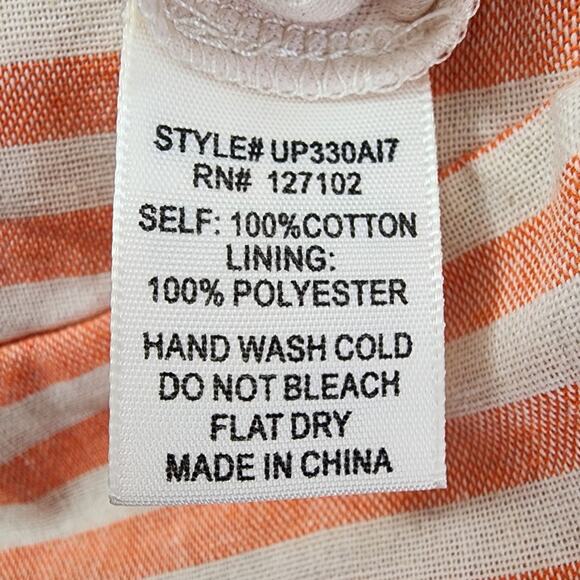 Bo Bel Shorts Womens L Orange Cream Striped High Waist Exposed Back Zip Cotton - Picture 4 of 10